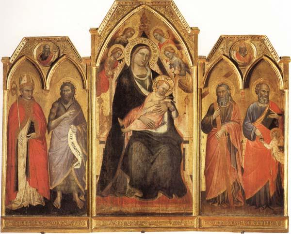 Spinello Aretino Madonna and Child Enthroned with SS.Paulinus,john the Baptist,Andrew,and Matthew